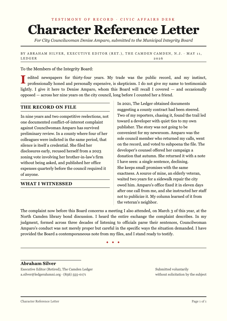New york editorial character reference letter